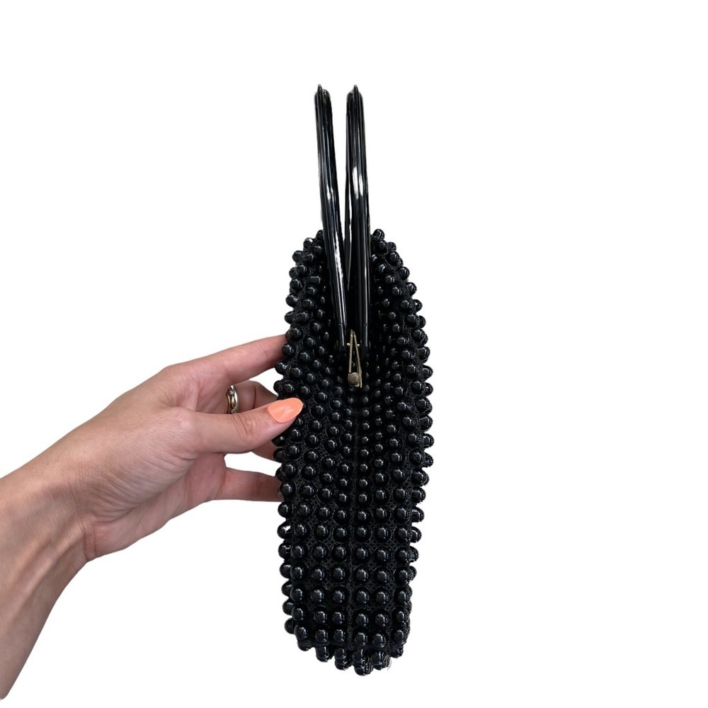 Vintage 1950s Black Beaded Top Handle Bag - Picture 5 of 7
